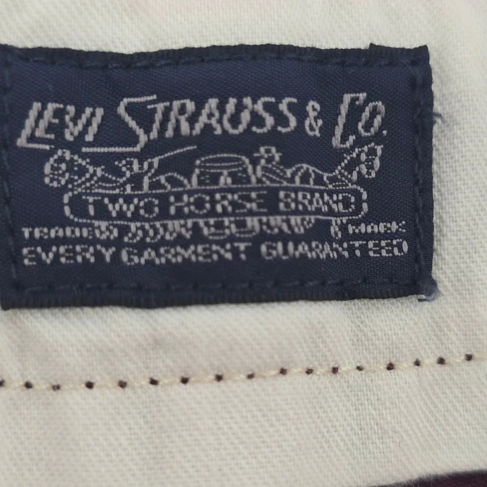 Levis Chino Pants Mens 32x27 Burgundy Straight Leg Cotton Twill Casual Trousers